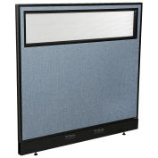 48-1/4"W x 46"H Electric Office Partition Panel with Partial Window, Blue