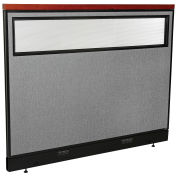 60-1/4"W x 47-1/2"H Deluxe Electric Office Partition Panel with Partial Window, Gray