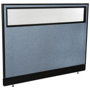 60-1/4"W x 46"H Office Partition Panel with Partial Window & Pass-Thru Cable, Blue