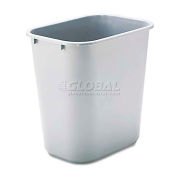 Rubbermaid RCP295600GY Deskside Plastic Wastebasket, Rectangular, 7 gal, Gray