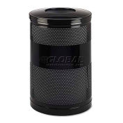 Rubbermaid RCPS55ETBK Classics Perforated Open Top Receptacle,Round,Steel,51 gal,Black