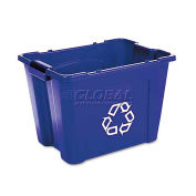 Rubbermaid RCP571473BE Stacking Recycle Bin,Rectangular,Polyethylene,14 gal,Blue