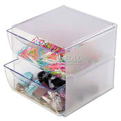 deflect-o DEF350101 Two Drawer Cube Organizer,Clear Plastic,6 x 7-1/8 x 6