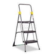 Cosco CSC11839GGO Commercial 3-Step Folding Step Stool,300lb Duty,20-1/2wx32-5/8dx52-1/8h,Gray