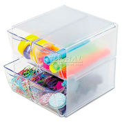 deflect-o DEF350301 Desk Cube,W/Four Drawers,Clear Plastic,6 x 7-1/8 x 6
