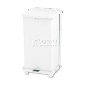 Rubbermaid RCPST12EPLWH Defenders Biohazard Step Can, Square, Steel, 12 gal, White