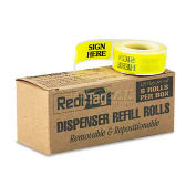 Redi-Tag RTG91001 Message Right Arrow Flag Refills, "Sign Here", Yellow, 6 Rolls of 120 Flags