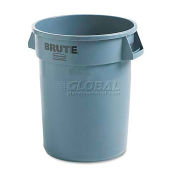 Rubbermaid RCP263200GY Brute Refuse Container, Round, Plastic, 32 gal, Gray
