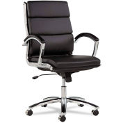 Alera Neratoli Mid-Back Swivel/Tilt Chair, Black Soft-Touch Leather, Chrome Frame