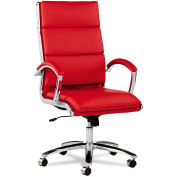Alera Neratoli High Back Swivel/Tilt Chair, Red Soft-Touch Leather, Chrome Frame
