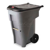 Rubbermaid RCP9W21GY Brute Rollout Heavy-Duty Waste Container,Square,Polyethylene,65 gal,Gray