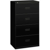 basyx BSX484LP 400 Series Four-Drawer Lateral File, 36w x 19-1/4d x 53-1/4h, Black