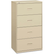 basyx BSX484LL 400 Series Four-Drawer Lateral File, 36w x 19-1/4d x 53-1/4h, Putty