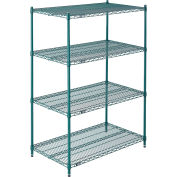 Nexel Wire Shelving, Green Epoxy, 48"W X 18"D X 86"H