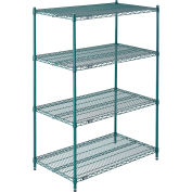 Nexel Wire Shelving, Green Epoxy, 60"W X 18"D X 86"H