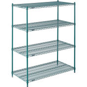 Nexel Wire Shelving, Green Epoxy, 54"W X 24"D X 86"H