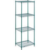 Nexel Wire Shelving, Green Epoxy, 24"W X 18"D X 74"H