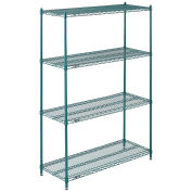 Nexel Wire Shelving, Green Epoxy, 72"W X 18"D X 74"H