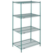 Nexel Wire Shelving, Green Epoxy, 36"W X 24"D X 74"H