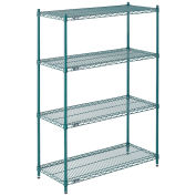 Nexel Wire Shelving, Green Epoxy, 42"W X 18"D X 63"H