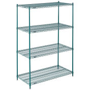 Nexel Wire Shelving, Green Epoxy, 48"W X 24"D X 74"H