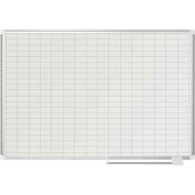 MasterVision Magnetic Porcelain 1x2 Grid Planner, White, 48 x 36