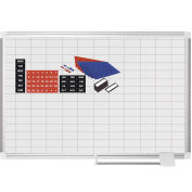 MasterVision Magnetic 1x2 Grid Planner W/Kit, White, 36 x 24