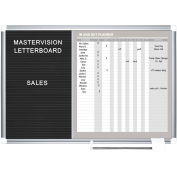 MasterVision In-Out Magnetic Dry Erase/Letter Board, Steel/Vinyl Surface, 36"W x 24"H