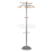 Alba PMWAVE Wavy Coat Rack, Six Hangers/Two Knobs/Four Hooks, Metallic Gray/Mahogany