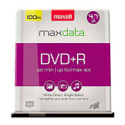 Maxell 639016 DVD+R Discs, 4.7GB, 16x, Spindle, Silver, 100/Pack