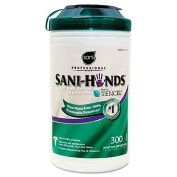 Sani Professional Sani-Hands II Sanitizing Wipes, 7-1/2" X 5-1/2", 300/Canister, NICP92084