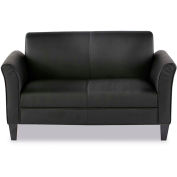 Reception Loveseat, Leather, 55-1/2"W x 31-1/2"D x 32"H, Black