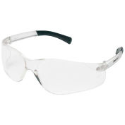 Crews BearKat Safety Glasses, Wraparound, Black Frame/Clear Lens