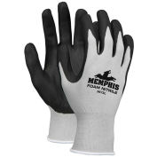 Memphis 9673L Foam Nitrile Gloves, Large, 13 Gauge, Gray/Black, Dozen
