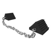 Recycled Rubber Double Wheel Chock Set & 60" Chain, 8"L x 7"W x 5"H