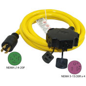 10-Ft 20-Amp Generator Power/Extension Cord with NEMA L14-20P to 5-15/20R*4
