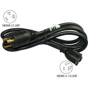 8-Ft 20-Amp Locking Extension Cord with NEMA L5-20P to NEMA 5-15/20R