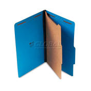Universal Pressboard Classification Folders, Legal, Four-Section, Cobalt Blue, 10/Box