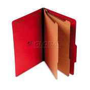Universal Pressboard Classification Folders, Legal, Six-Section, Ruby Red, 10/Box