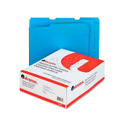 Universal Colored File Folders, 1/3 Cut Assorted, Two-Ply Top Tab, Letter, Blue, 100/Box