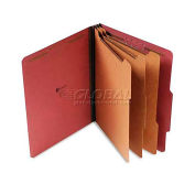 Universal Pressboard Classification Folder, Letter, Eight-Section, Red, 10/Box