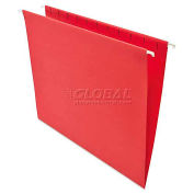 Universal Hanging File Folders, 1/5 Tab, 11 Point Stock, Letter, Red, 25/Box
