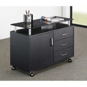 Deluxe Rolling Glass Top Storage Cabinet, 31-1/2"W x 16"D x 23-1/4"H, Graphite