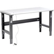 Adjustable Height Workbench C-Channel Leg, 60"W x 30"D, 1-1/4" ESD Safety Edge, Black