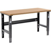 Adjustable Height Workbench C-Channel Leg, 60"W x 30"D, 1-1/2" Shop Top Square Edge, Black