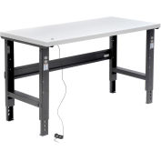 Adjustable Height Workbench C-Channel Leg, 60"W x 30"D, 1-1/4" ESD Square Edge, Black