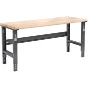 Adjustable Height Workbench C-Channel Leg, 72"W x 36"D, 1-3/4" Maple Top Safety Edge, Black