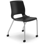 HON Motivate 4-Leg Stack Chair Set of 2 Onyx Shell Platinum Base