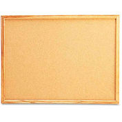 Universal Cork Board with Oak Style Frame, 24 x 18, Natural Surface