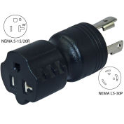 30 to 15/20-Amp Generator Locking Adapter with NEMA L5-30P to 5-15/20R, Black